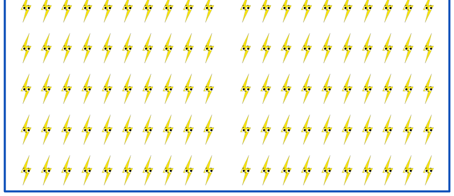A grid of bolt icons arranged in rows, framed by a blue box.